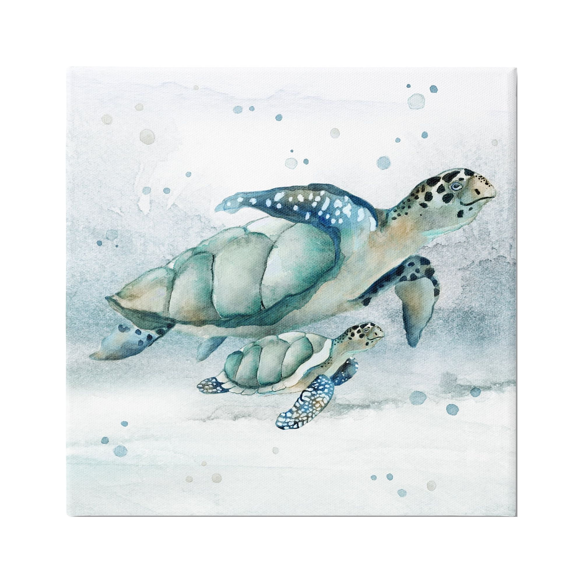 Stupell Industries Sea Turtle & Baby Animals & Insects Painting Gallery Wrapped Canvas Art Print Wall Art, 30 x 30