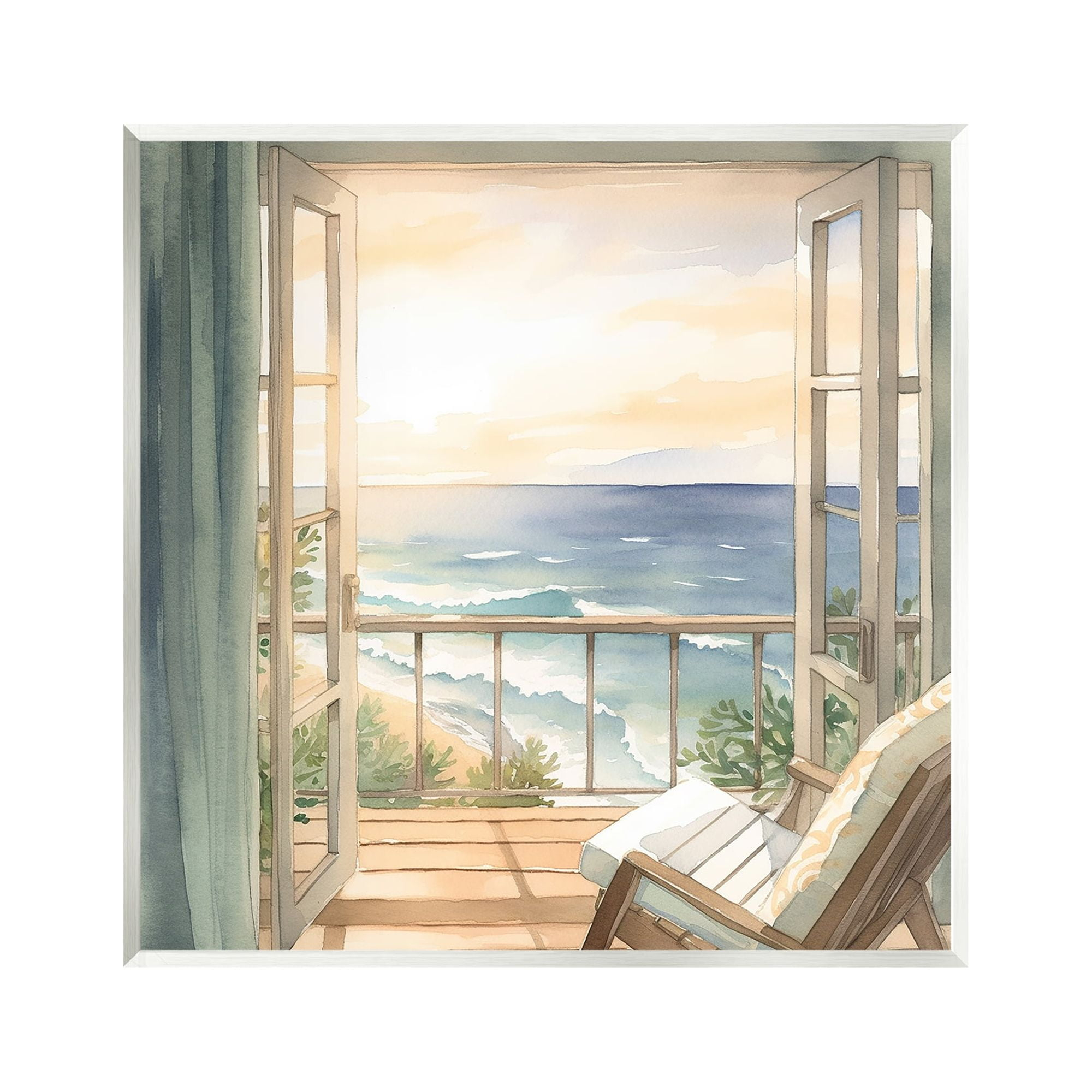 Stupell Industries Seaside Escape Scenery Landscape Painting Unframed Art Print Wall Art, 12 x 12