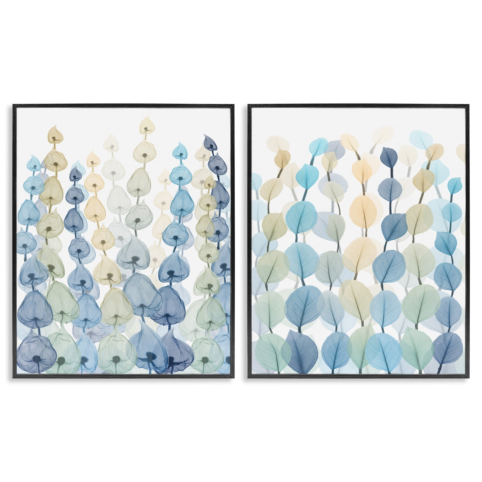 Stupell Industries Seaweeds And Ocean Plants Blue Green Pattern Designs Framed Wall Art by Albert Koetsier, 2 Piece, 16" x 20", Black Framed