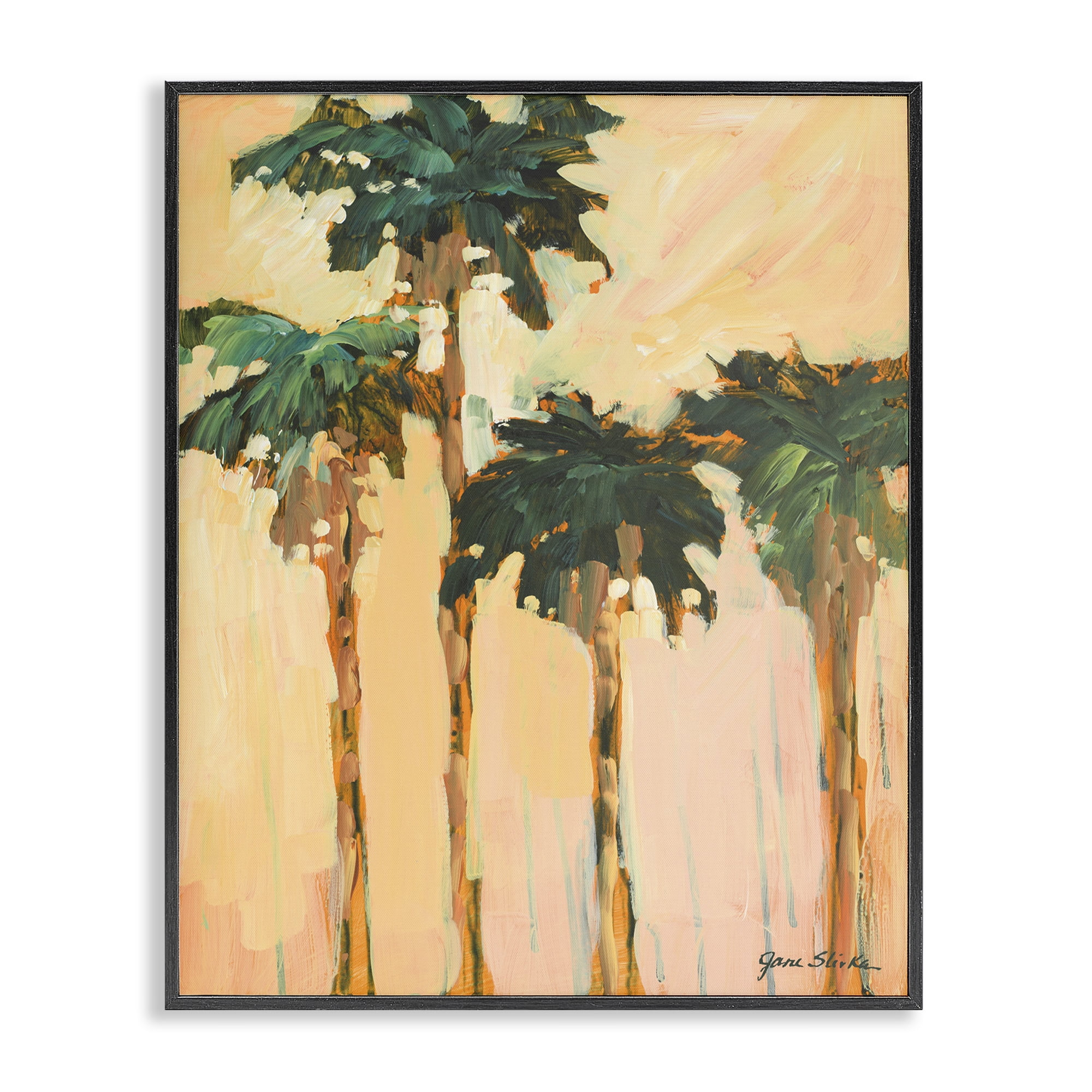 Stupell Industries Shady Palms Impression Coastal Painting Black Framed Art Print Wall Art, 16 x 20
