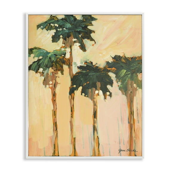 Stupell Industries Shady Palms Impression Coastal Painting White Framed Art Print Wall Art, 16 x 20