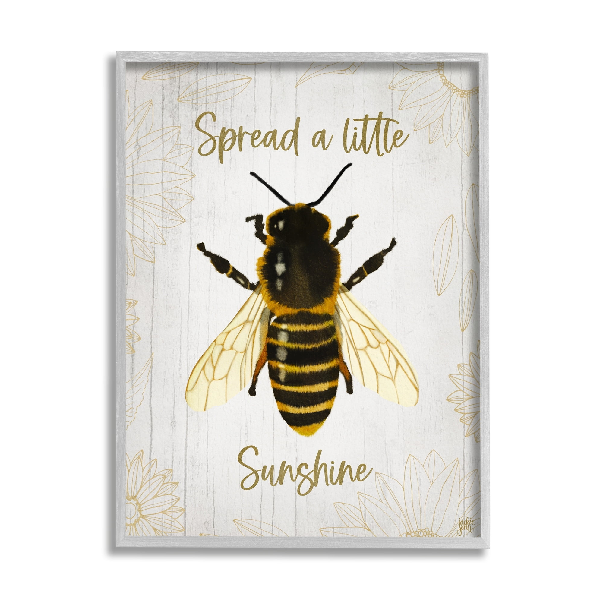 Stupell Industries Spread a Little Sunshine Phrase Country Bumble Bee, 16 x 20, Design by Jackie Quigley
