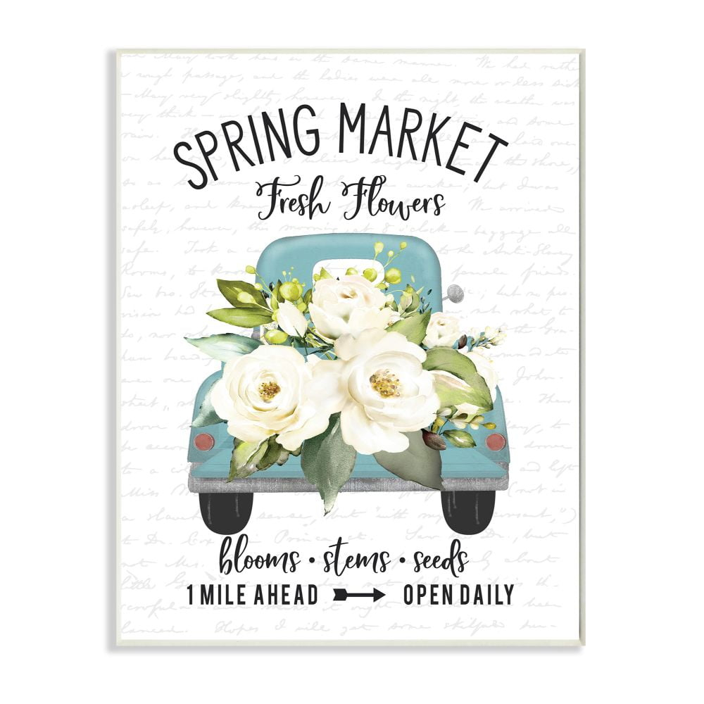 Stupell Industries Spring Market Truck With Countryside Flowers Graphic Art Unframed Art Print Wall Art, 13x19, by Lettered and Lined