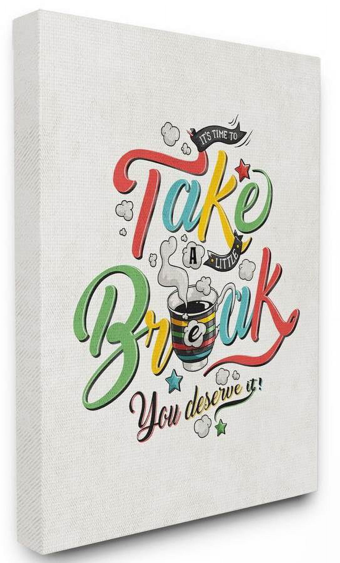 Stupell Industries Take A Break Inspirational Comic Book Word Design Canvas Wall Art by Ester Kay