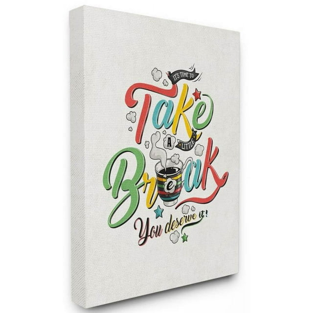 Stupell Industries Take A Break Inspirational Comic Book Word Design Canvas Wall Art by Ester Kay