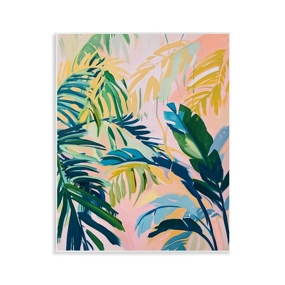 Stupell Industries Tropical Leaf Impressions Botanical & Floral Painting Unframed Art Print Wall Art, 11 x 14
