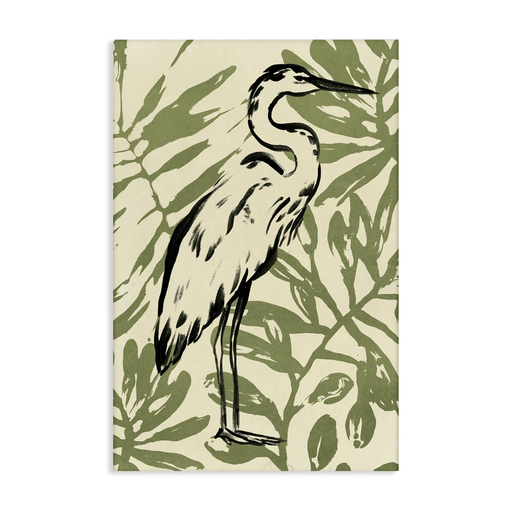 Stupell Industries Tropical Leaves & Bird Animals & Insects Painting Gallery Wrapped Canvas Art Print Wall Art, 24 x 36