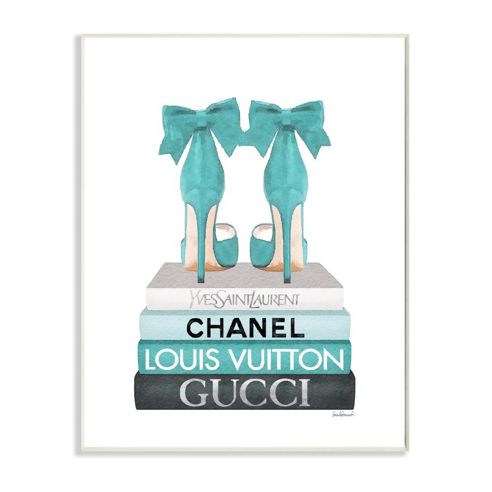 Stupell Industries Turquoise Bow Heels on Books Women's Fashion Designed by Amanda Greenwood