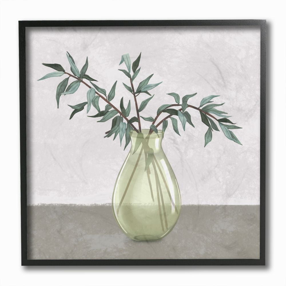 Stupell Industries Vase And Plant Neutral Grey Design Graphic Art Black Framed Art Print Wall Art, 12x12, by Ziwei Li