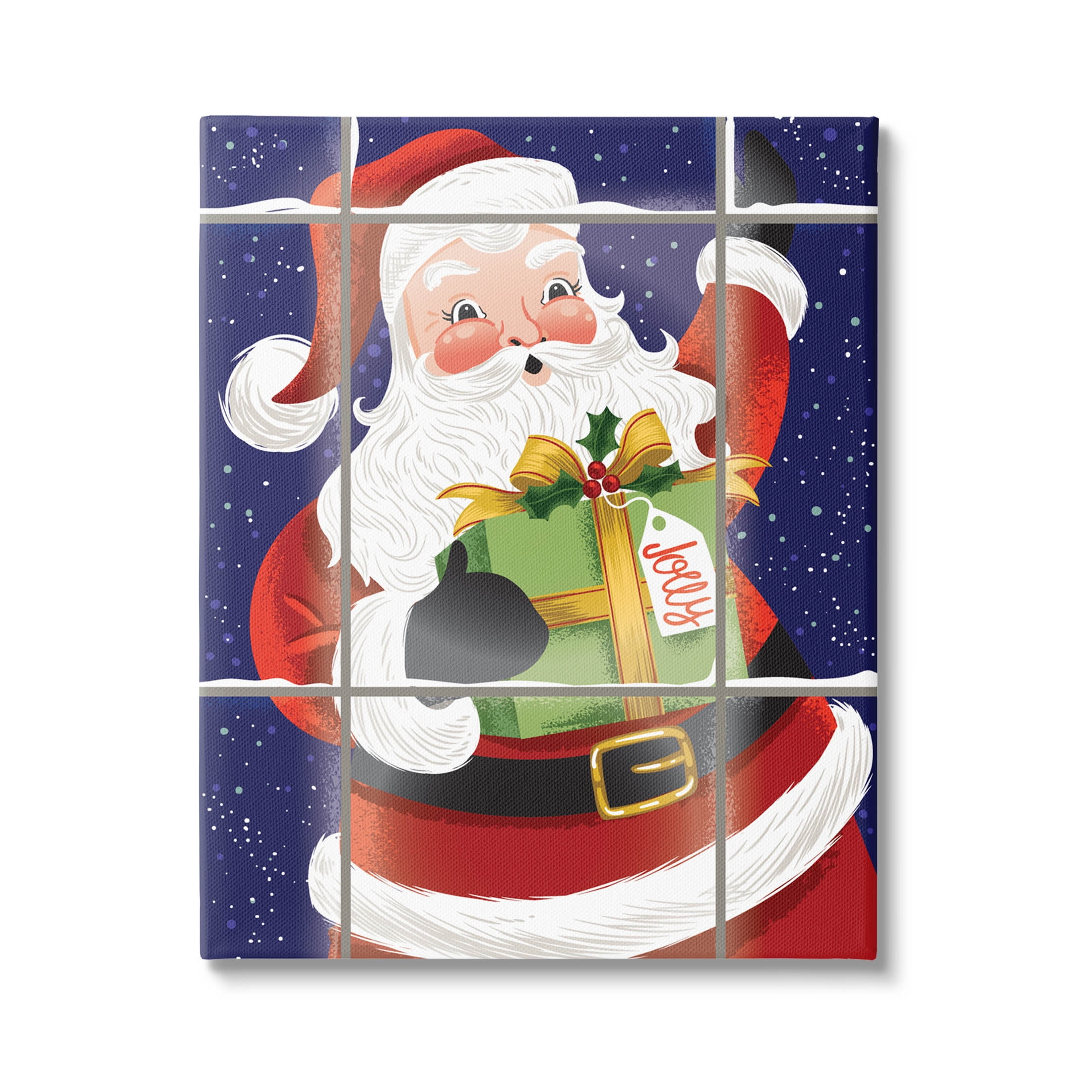 Stupell Industries Vintage Jolly Santa Window Graphic Art Gallery Wrapped Canvas Print Wall Art, Design by Arrolynn Weiderhold