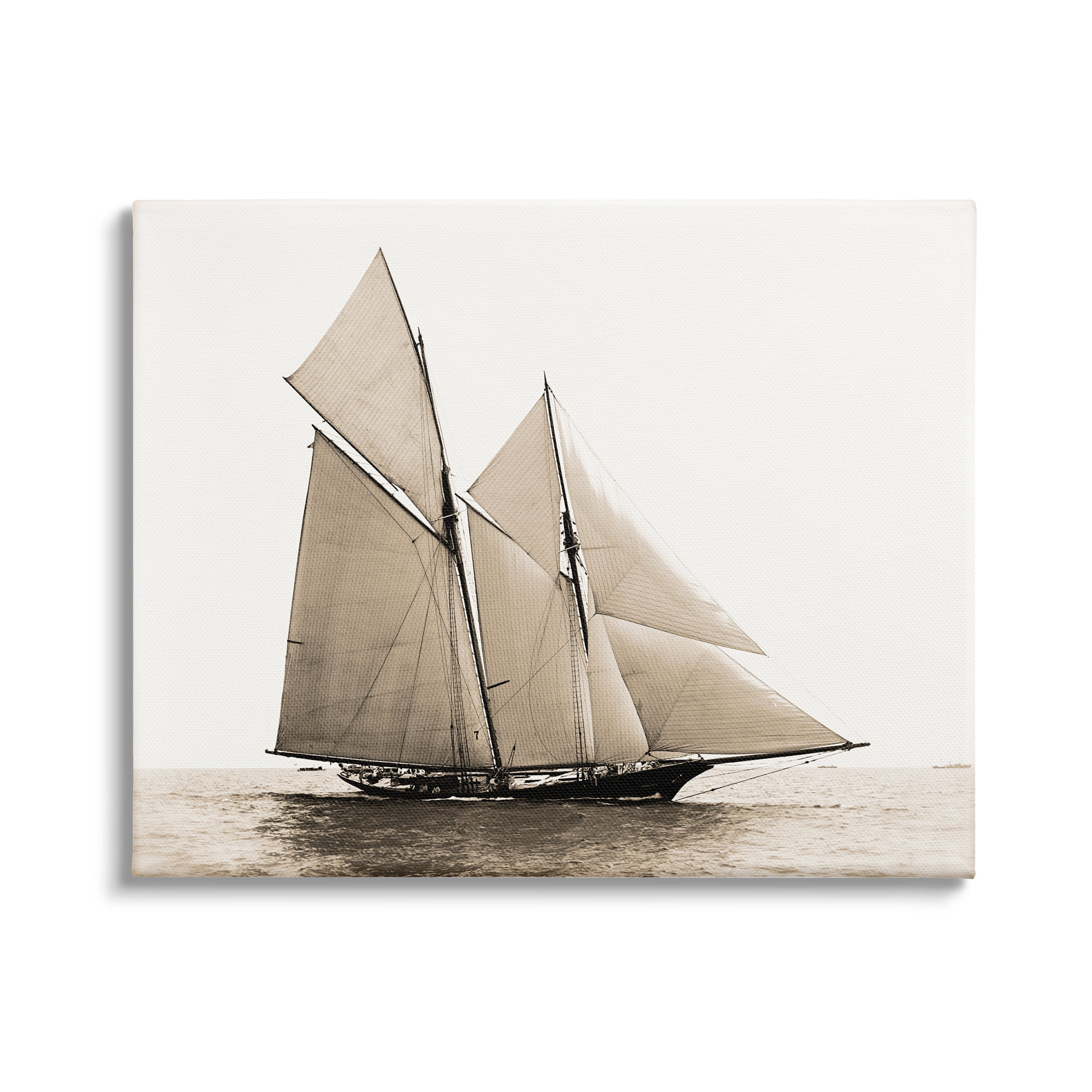 Stupell Industries Vintage Sailboat Photography Transportation Photography Gallery Wrapped Canvas Art Print Wall Art, 20 x 16