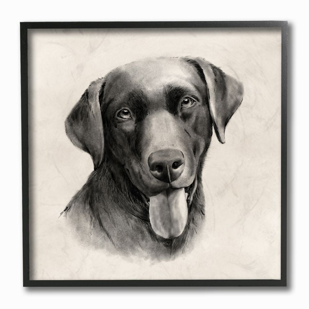 Stupell Industries Vintage Sepia Tone Black Labrador Dog Portrait Designed by Grace Popp