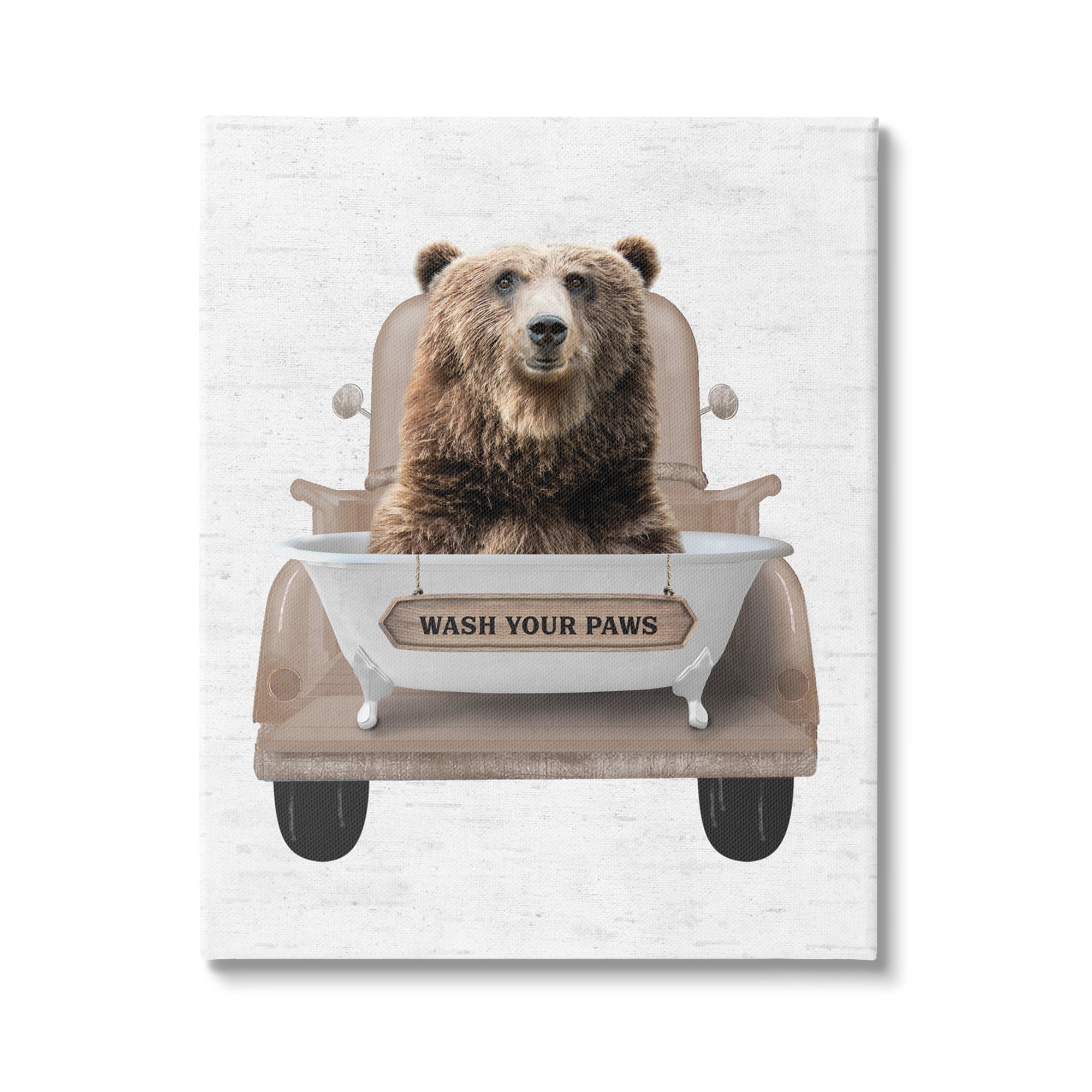 Stupell Industries Wash Your Paws Bear Animals & Insects Painting Gallery Wrapped Canvas Print Wall Art, 24 x 30