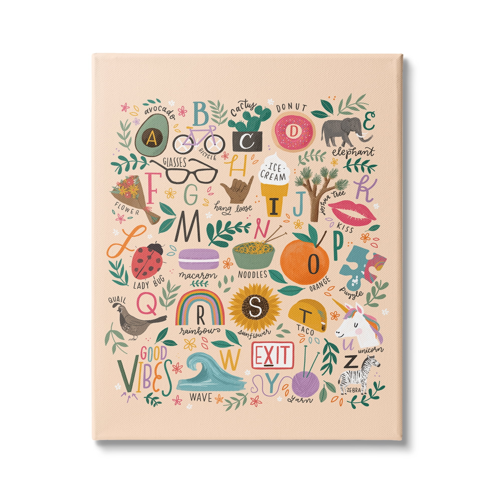 Stupell Industries Whimsical Kid's Alphabet Playful ABC Illustrations Everyday Items, 16 x 20, Design by Loni Harris