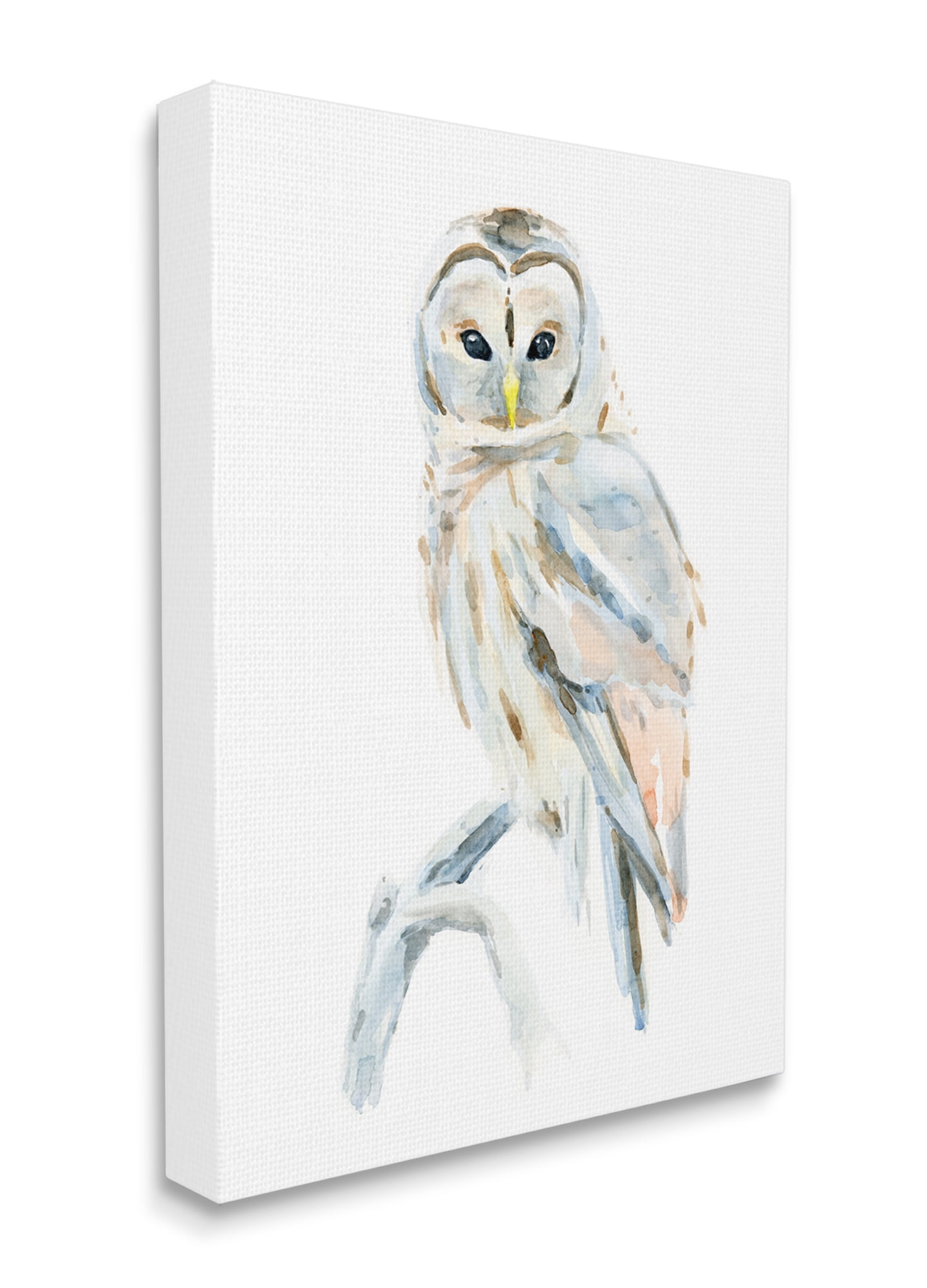 Stupell Industries Winter Artic Owl Portrait Perched on Tree Branch Canvas Wall Art, 16 x 20, Design by Annie Warren