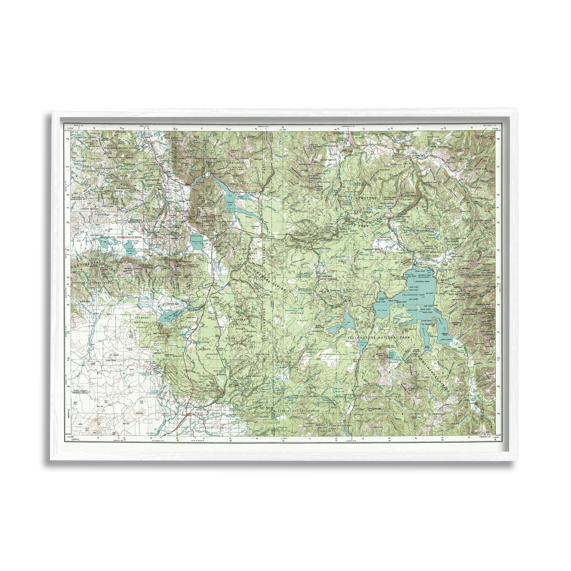 Stupell Industries Yellowstone National Park Continental Divide Map Forest Geography, 20 x 16, Design by Daphne Polselli