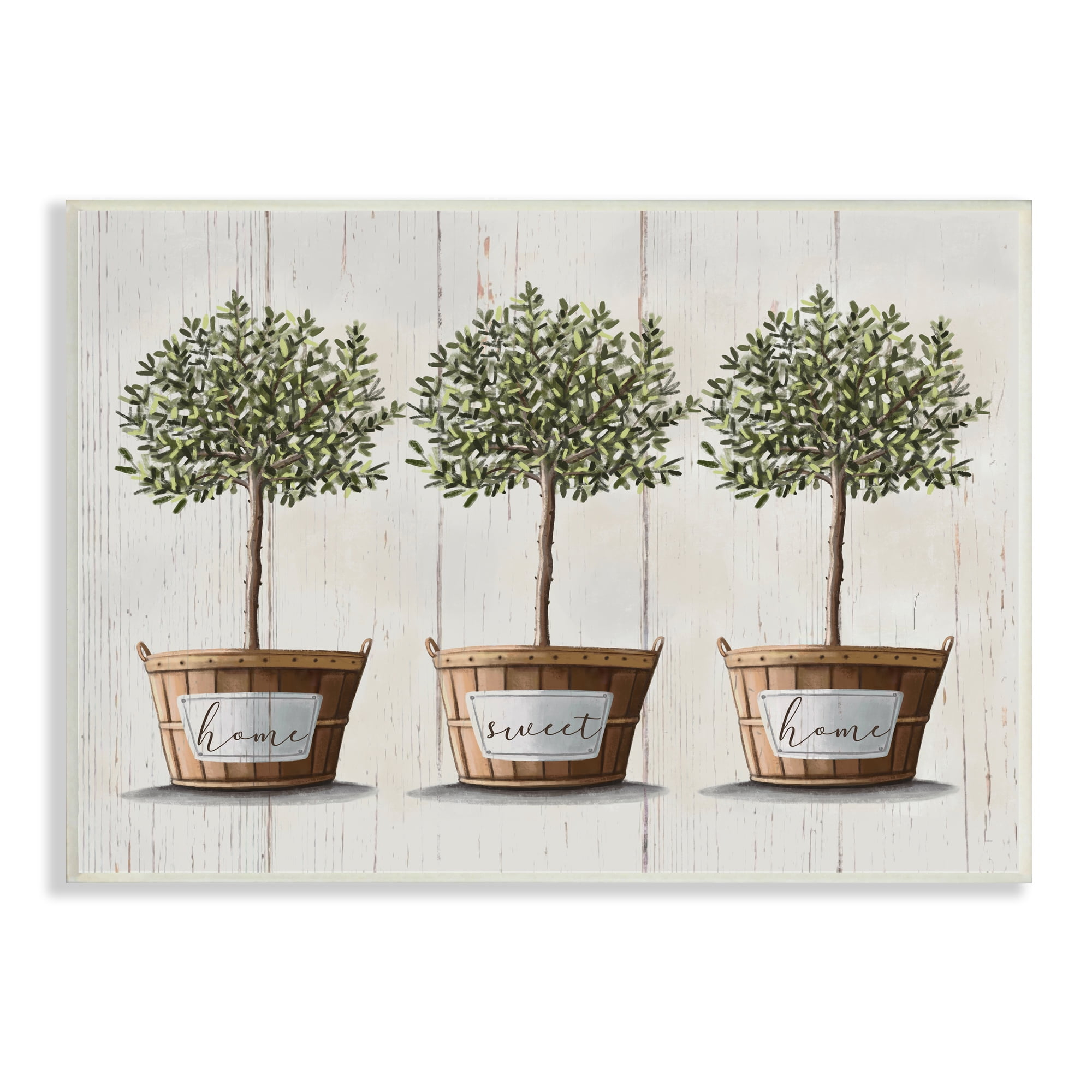 Stupell Industries Young Fruit Trees Charming Baskets Home Sweet Home, 10 x 15, Designed by Elizabeth Tyndall