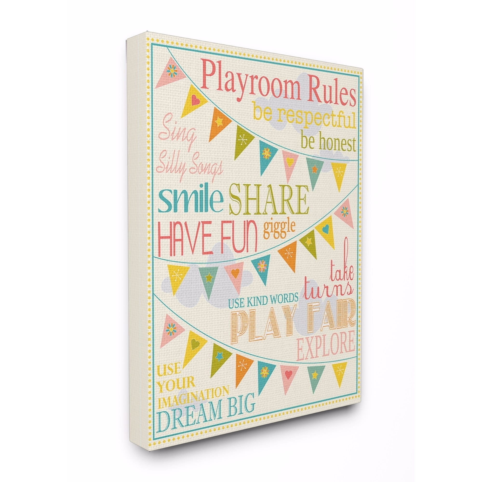 Stupell  Playroom Rules With Pennants In Pink Wall Art 30x40