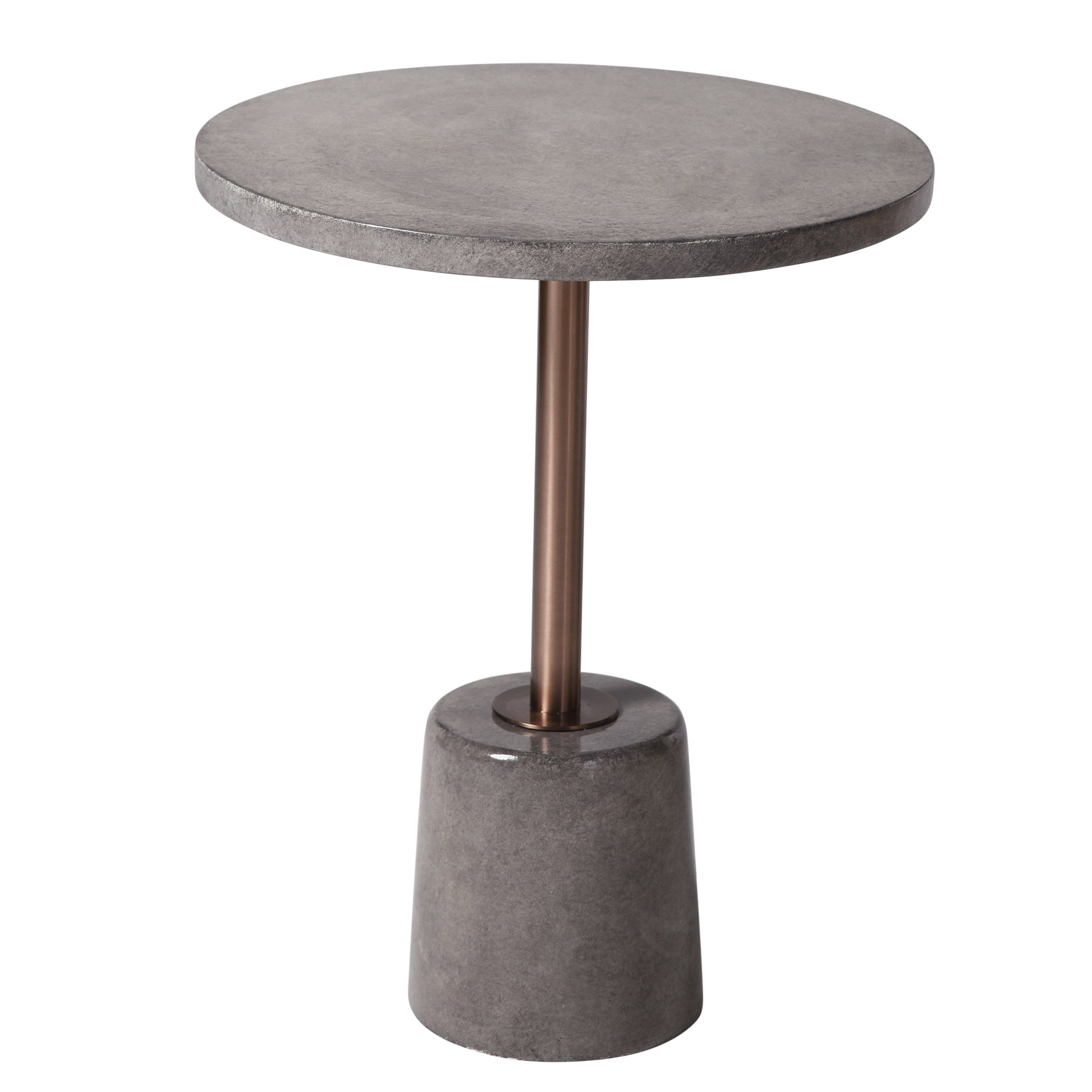 Style Craft Contemporary Round Concrete Side Table, Gray/Bronze