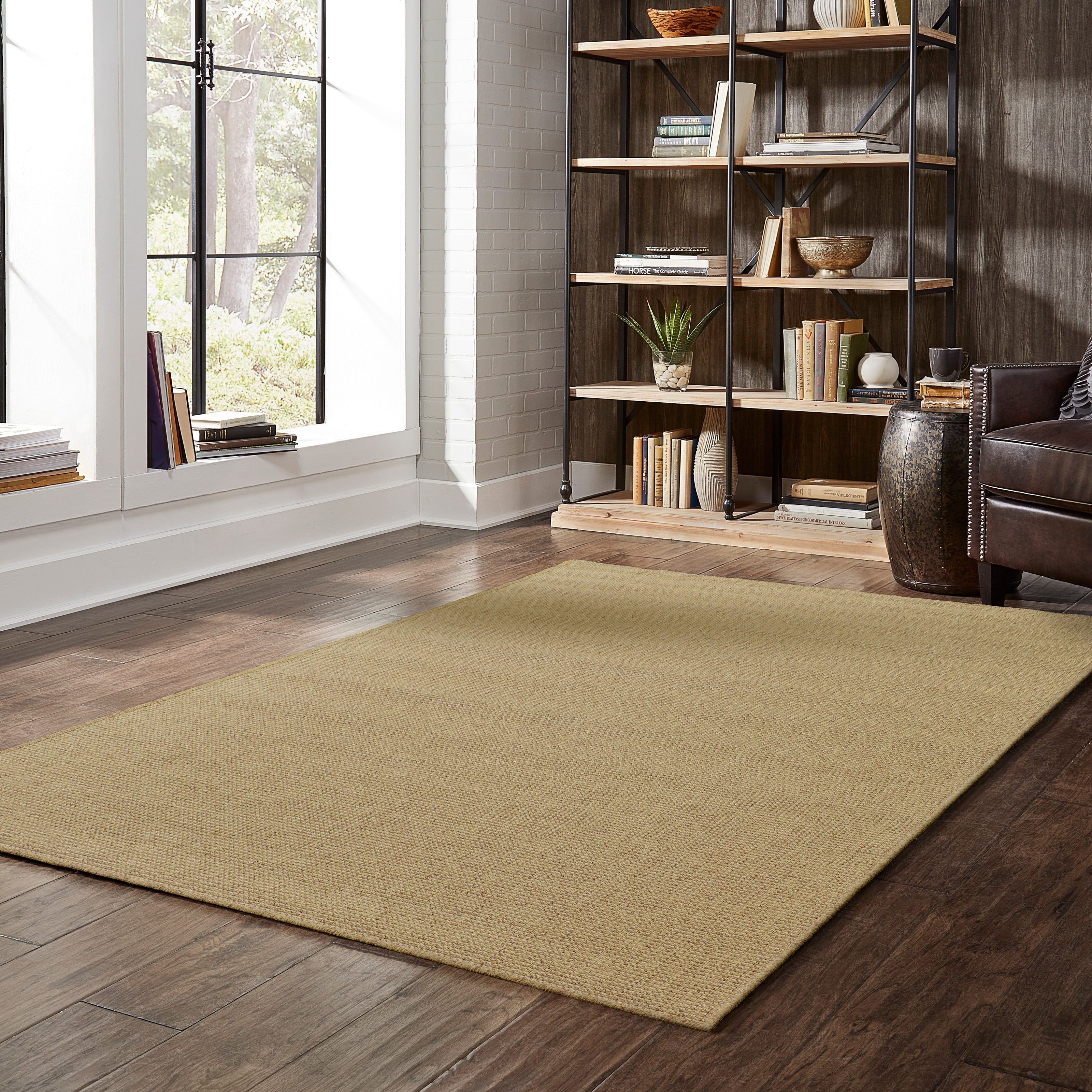 Style Haven  Veranda Solid Tan Indoor-Outdoor Area Rug 2'5" x 4'5" 3' x 5' Accent, Outdoor, Indoor Entryway, Bathroom, Patio Rectangle