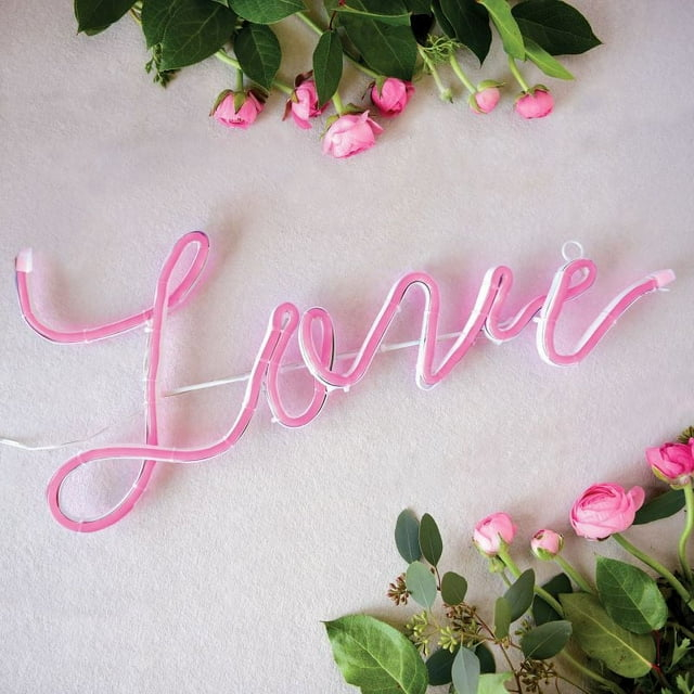 Style Me Pretty Neon Pink 'Love' Sign, 9" x 20" x 0.75" inches