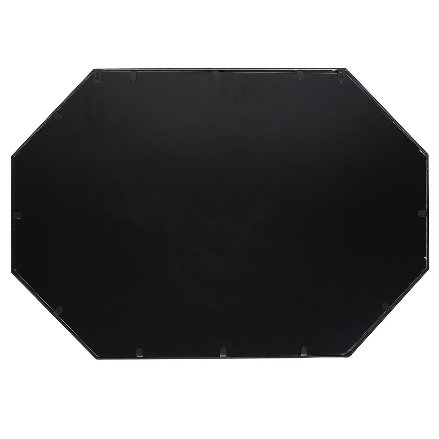 Stretched Octagon Mirror - Black Metal Framed Wall Mirror - 24In Ht. X 35In W. X 1In D.