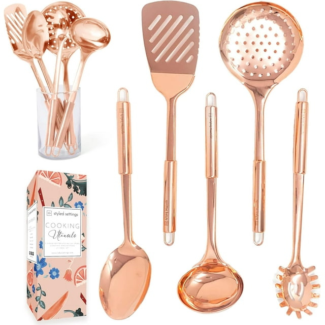Styled Settings Copper Stainless Steel Cooking Utensils Set