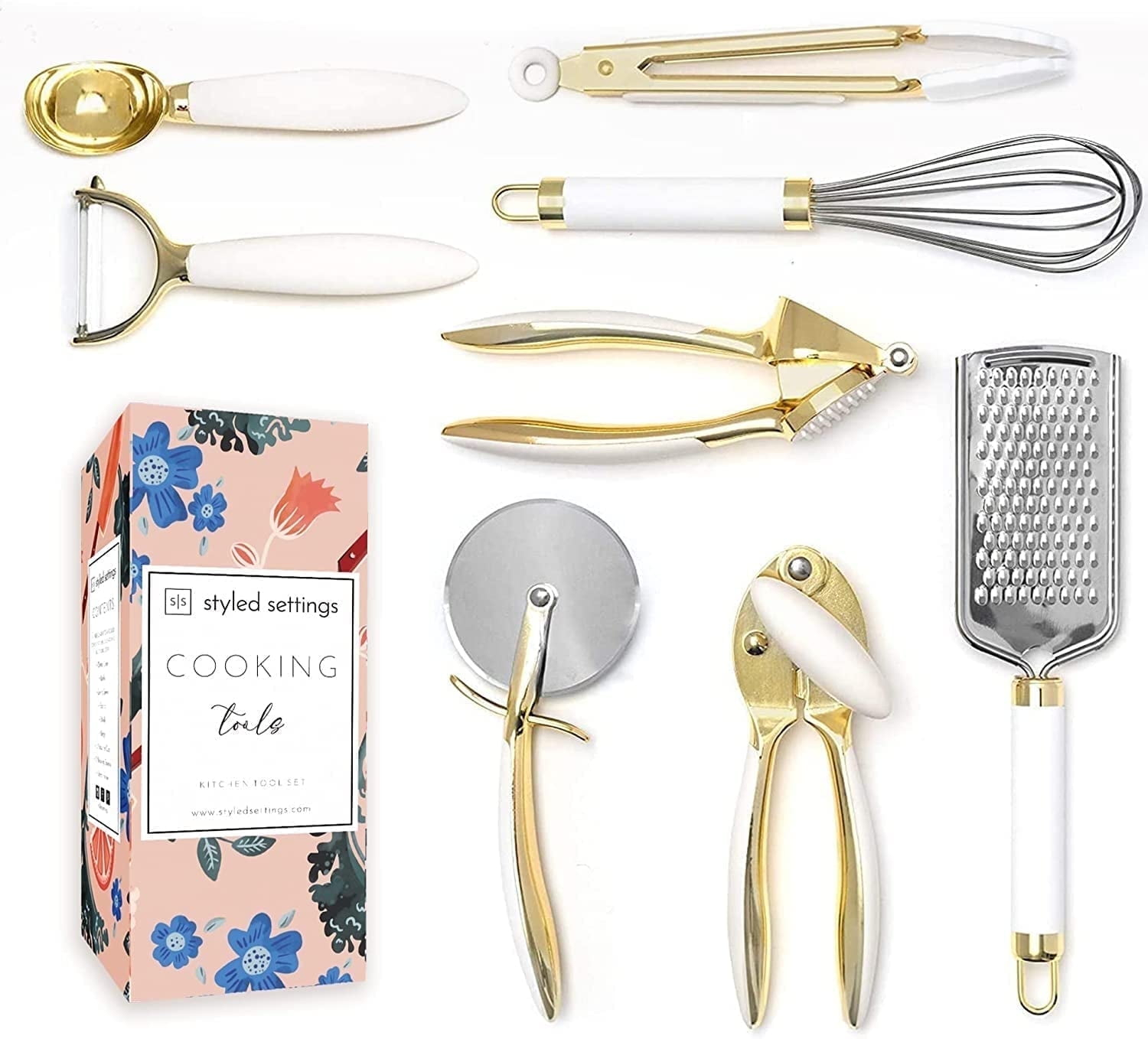 Styled Settings White & Gold Kitchen Tools and Gadgets with Anti-Slip Handles