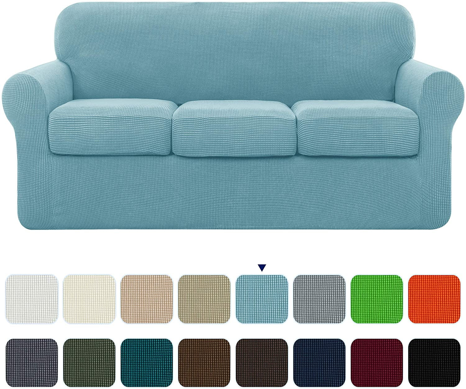 Subrtex 4-Piece Stretch Textured Grid Sofa Cover Slipcover,Separate Cushion Cover(Steel Blue, Sofa)
