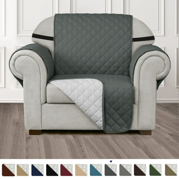 Subrtex Reversible Sofa Cover for Pets, Non-Slip Couch Slipcover for Dogs & Cats, Washable Furniture Protector, Fits Most Couches(Chair, Gray)