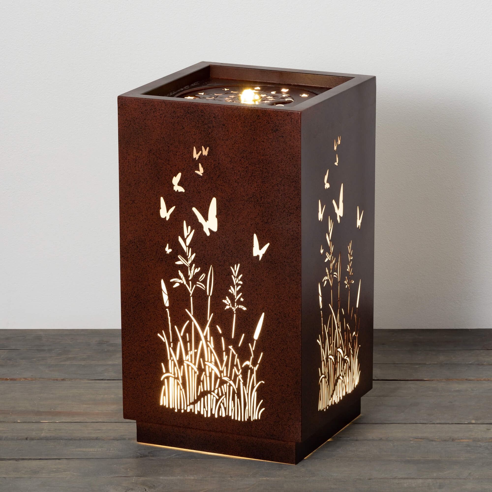 Sullivans 21.75" Pierced Copper Square Fountain, Metal
