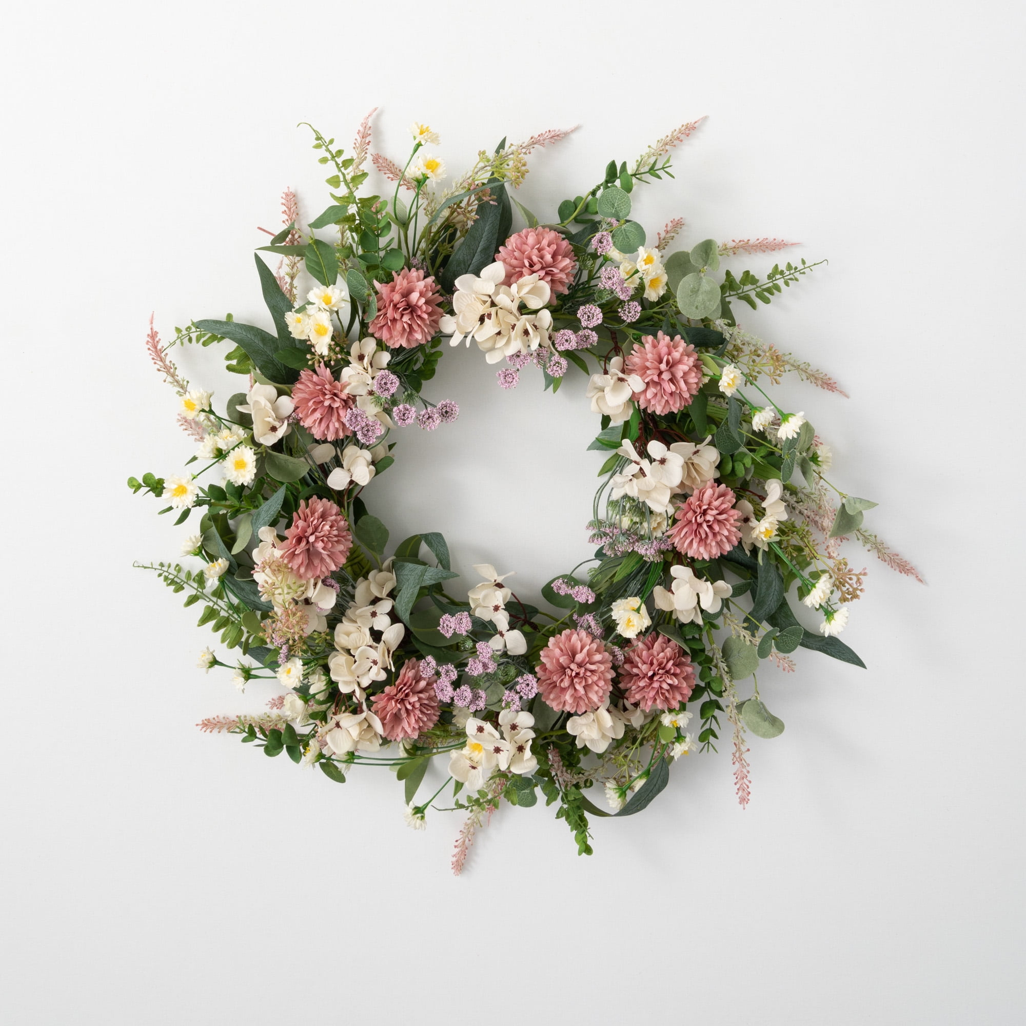 Sullivans Artificial Mixed Flower Wreath 19"H Multicolored