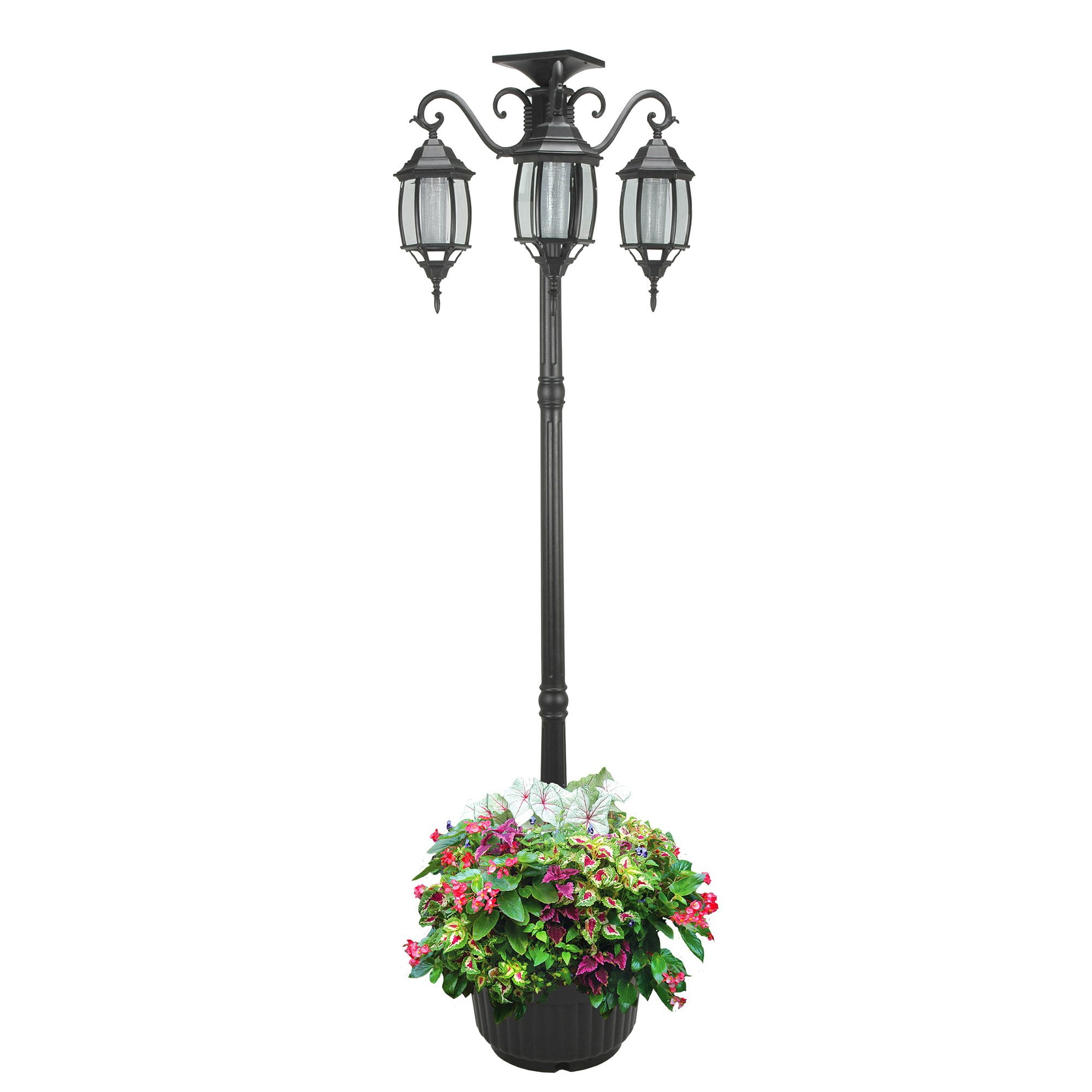 Sun-Ray Madison Solar Lamp Post and Planter, Black
