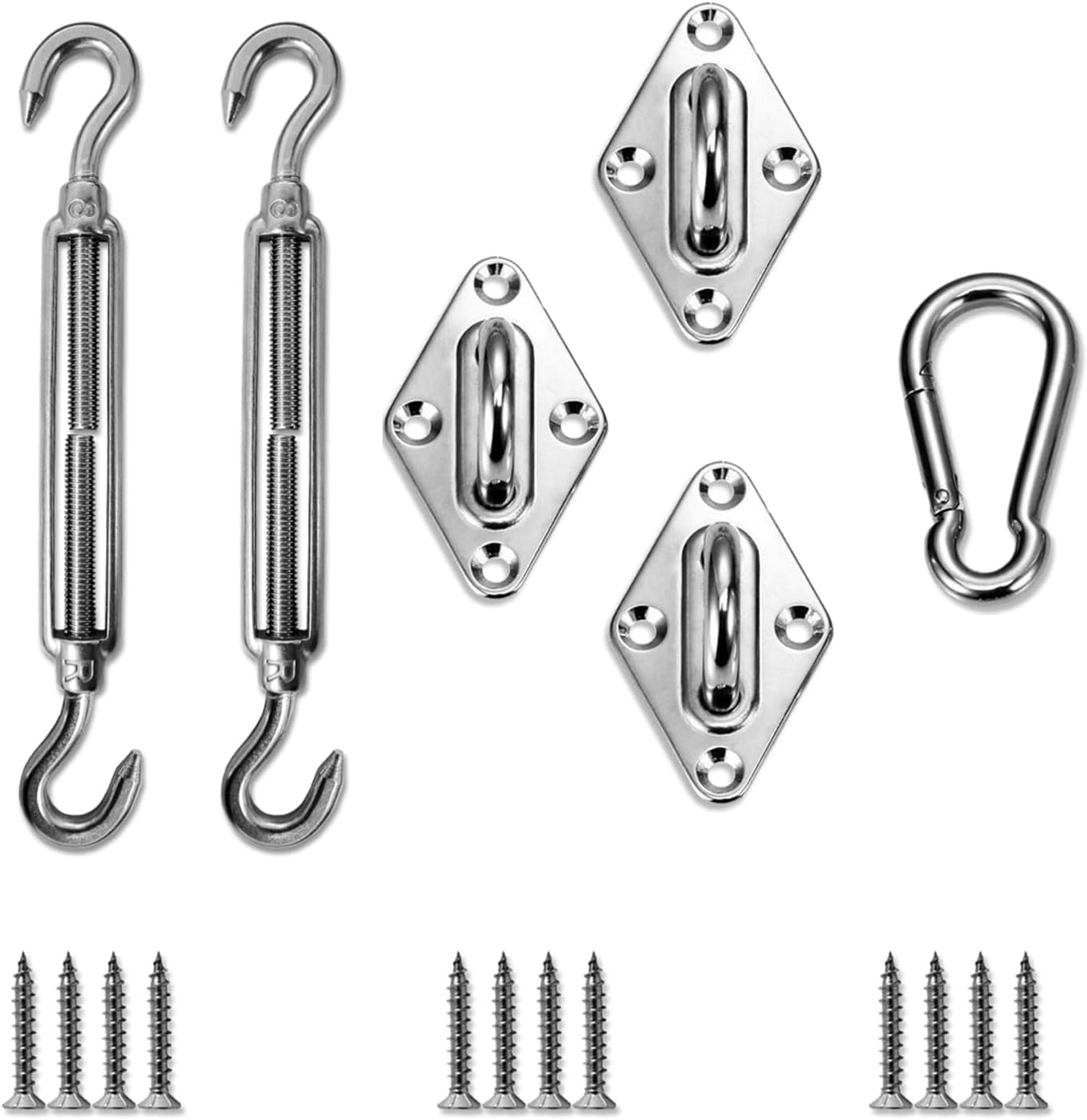 Sun Shade Sail Hardware Kit - 8 Inch Stainless Steel Sunshades Canopy Installation Kit Install Outdoor Triangle Heavy Duty Shade Sails for Deck Garden Lawn Patio