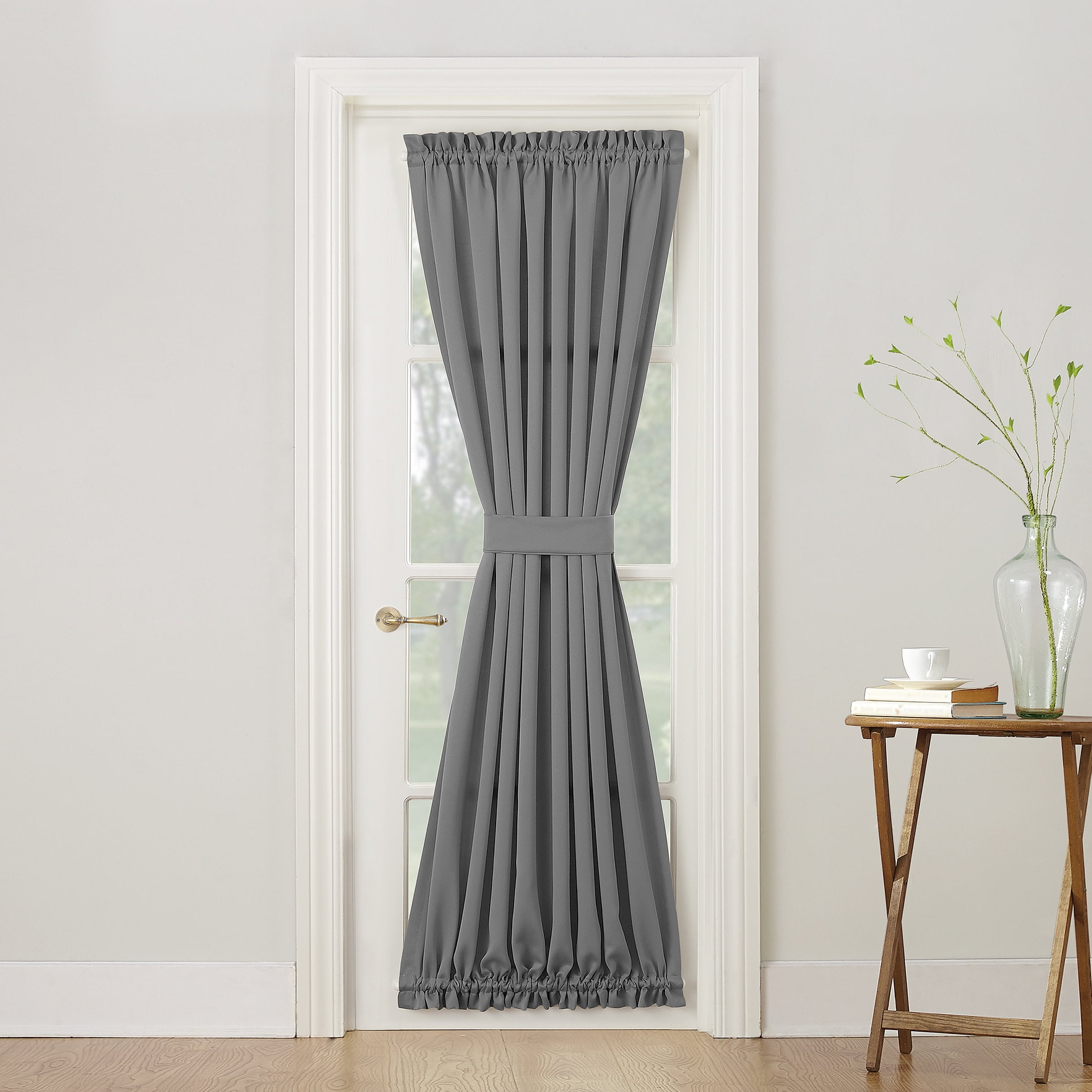 54"x72" Sun Zero Room Darkening Seymour Rod Pocket Door Curtain Panel Stone: Energy Efficient, Noise Reduction, Thermal Insulated