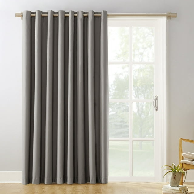 100"x84" Sun Zero Blackout Kenneth Extra-Wide Grommet Sliding Patio Door Curtain Panel Gray: Energy Efficient, Noise Reduction