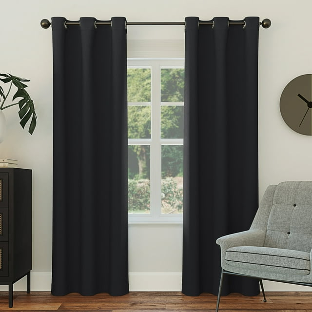 Sun Zero Nolan Energy Efficient Blackout Grommet Curtain Panel, 40"X108", Black