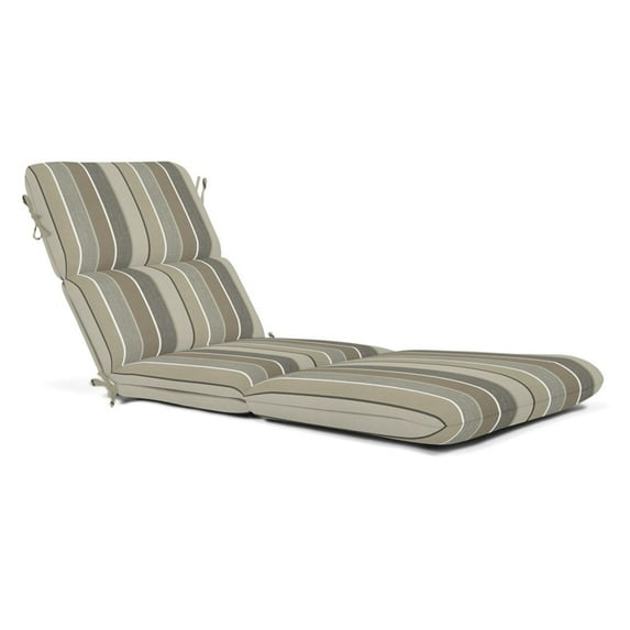 Casual Cushion Stripe Sunbrella® Fabric 1-Piece Outdoor Chaise Cushion, 22.5"W x 74"L, Milano Char