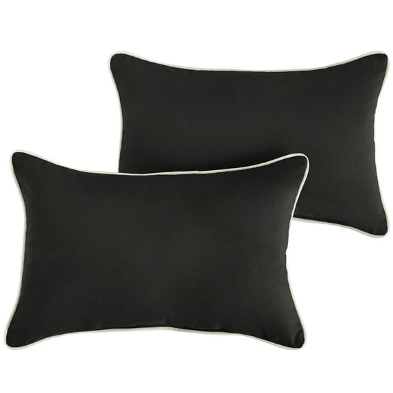 Sunbrella  Canvas Black/ Canvas Natural Indoor/ Outdoor Pillows (Set) 14 in x 24 in