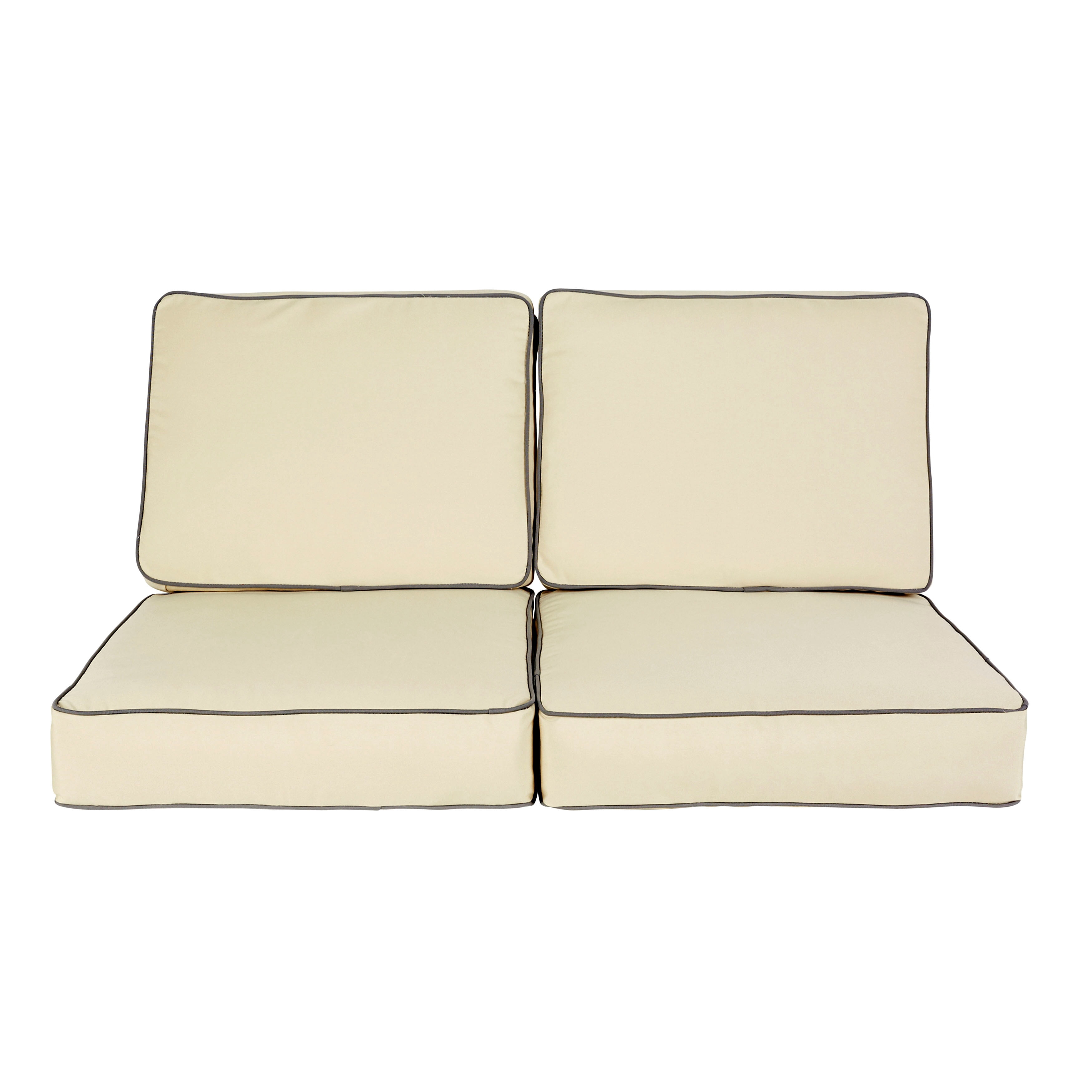 Humble and Haute Stowe Sunbrella Beige y Carbón Conjunto de Cojín con Cable para Sofá de Dos Plazas para Interiores y Exteriores