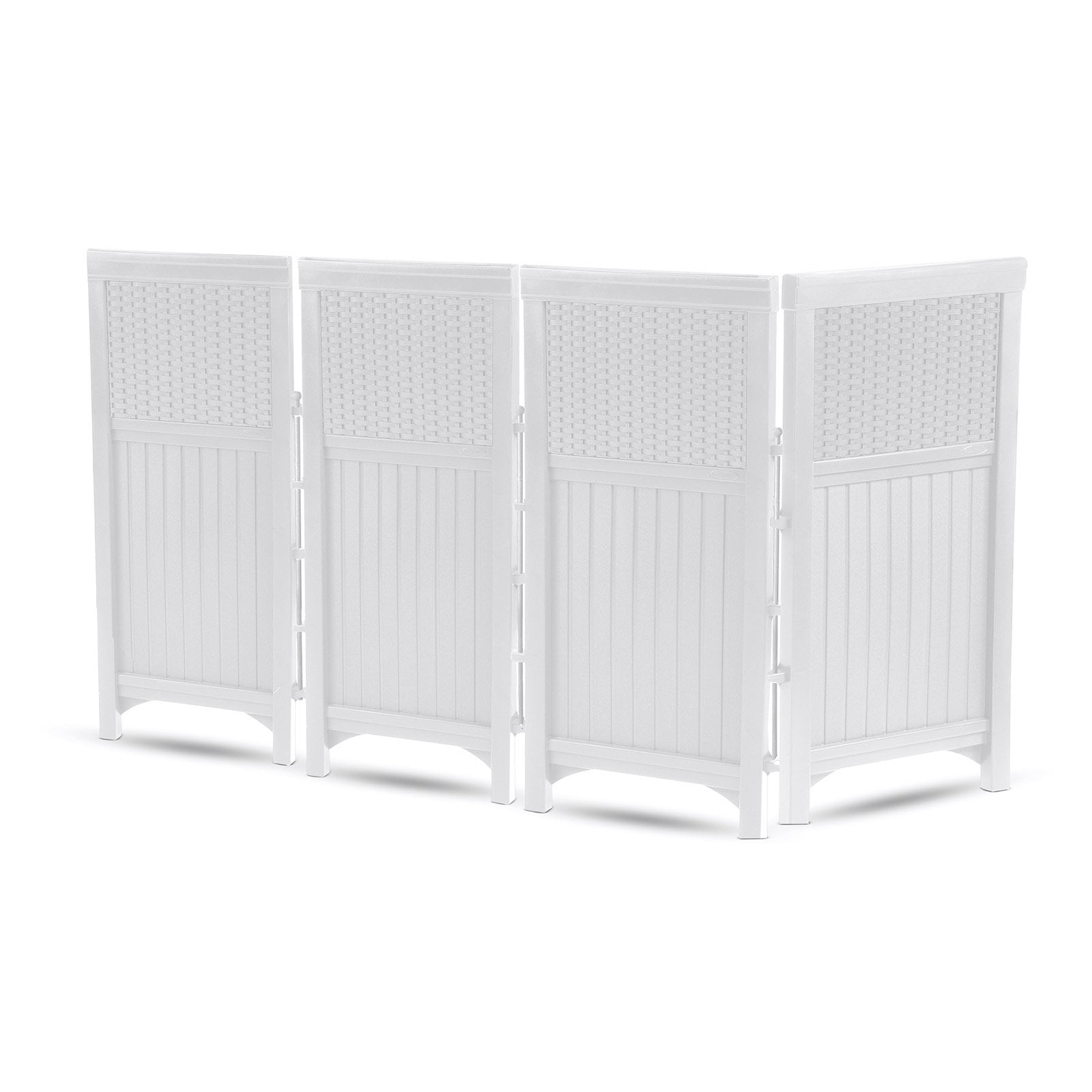 Suncast 4-Panel 44 in Outdoor Resin Wicker Screen Enclosure, White, Powder Finish