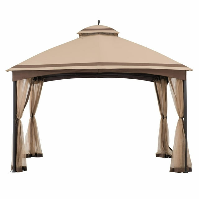 Sunjoy 2 Tone Striped 10.5 x 13 ft. 2 Tier Fabric Topped Steel Gazebo