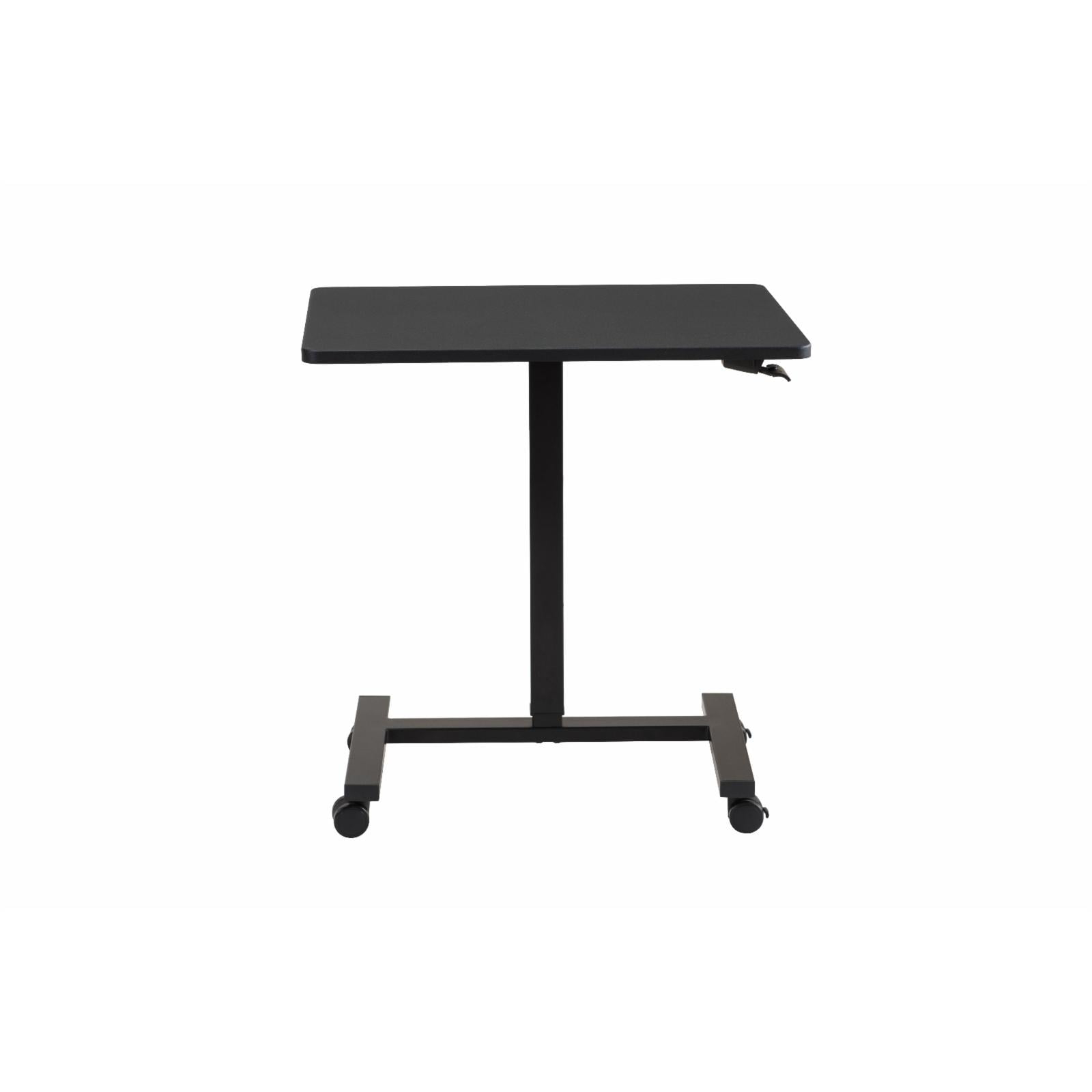 Sunjoy 27" Black Sit-Stand Adjustable Laptop Office Table Writing and Study Pneumatic Portable Standing Desk Cart with Four Locking Casters