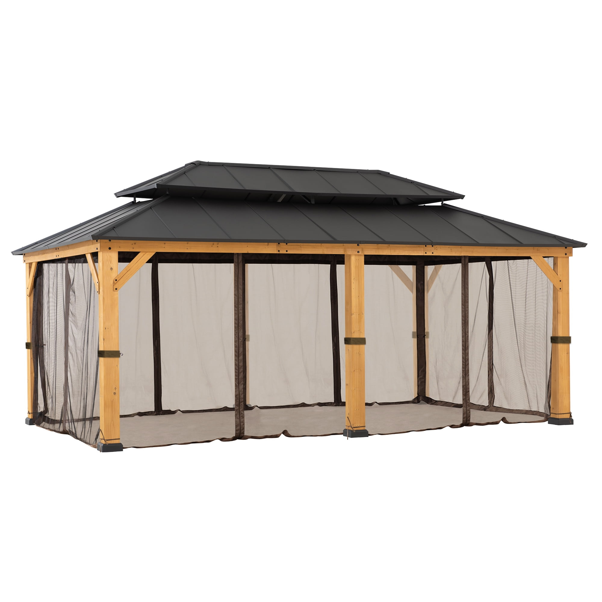 Sunjoy Sunjoy Replacement Gazebo Mosquito Netting Outdoor Panles,Waterproof 6- Panel Screen Walls for Gazebo, Patio & Backyard Protection