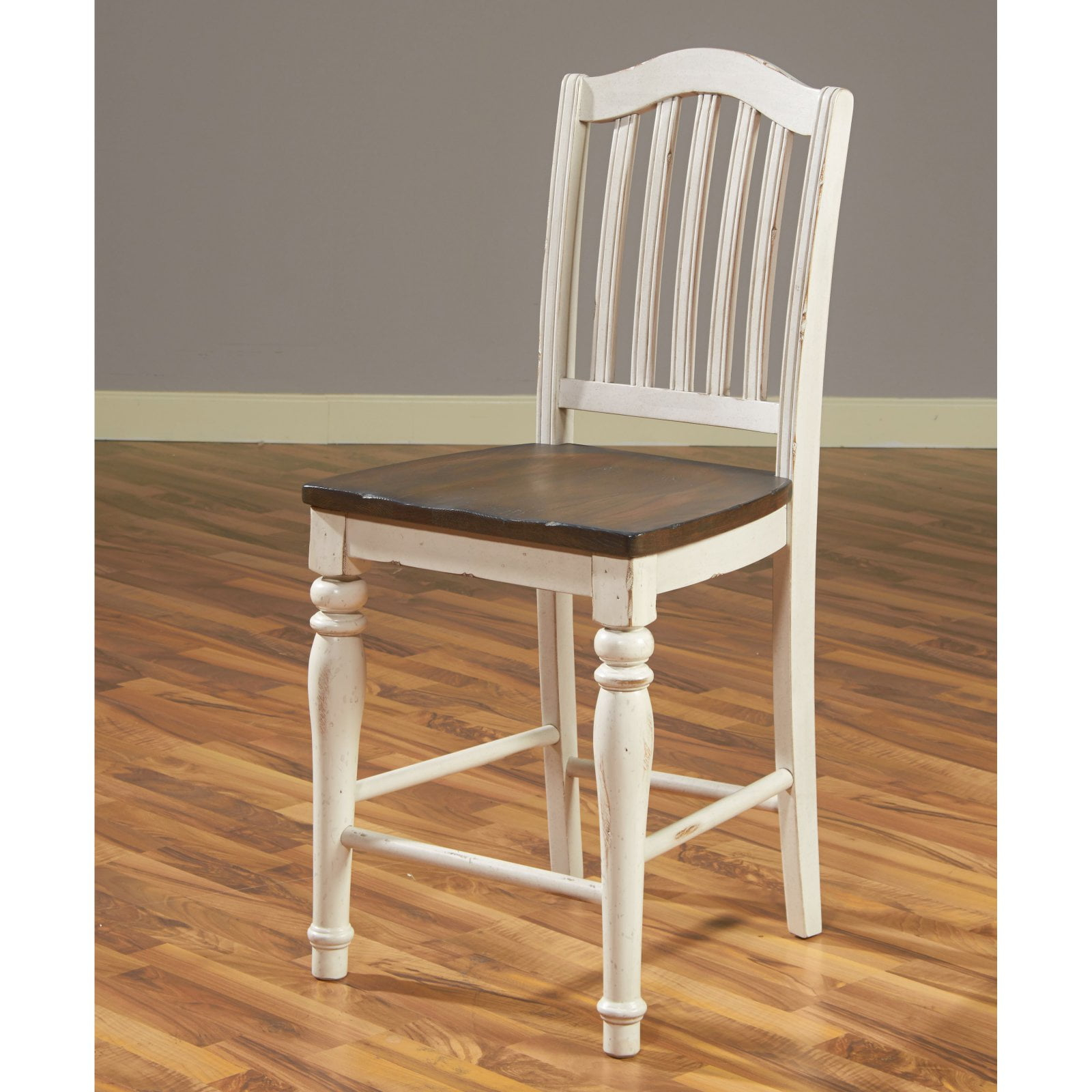 Sunny Designs Bourbon 24 in. Slat Back Counter Stool with Wood Seat