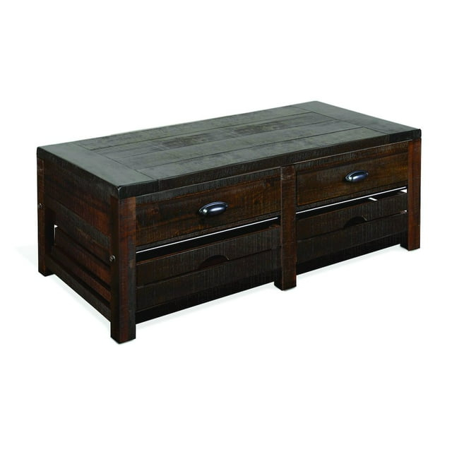 Sunny Designs Homestead 50" Mahogany Wood & Metal Coffee Table in Tobacco Leaf