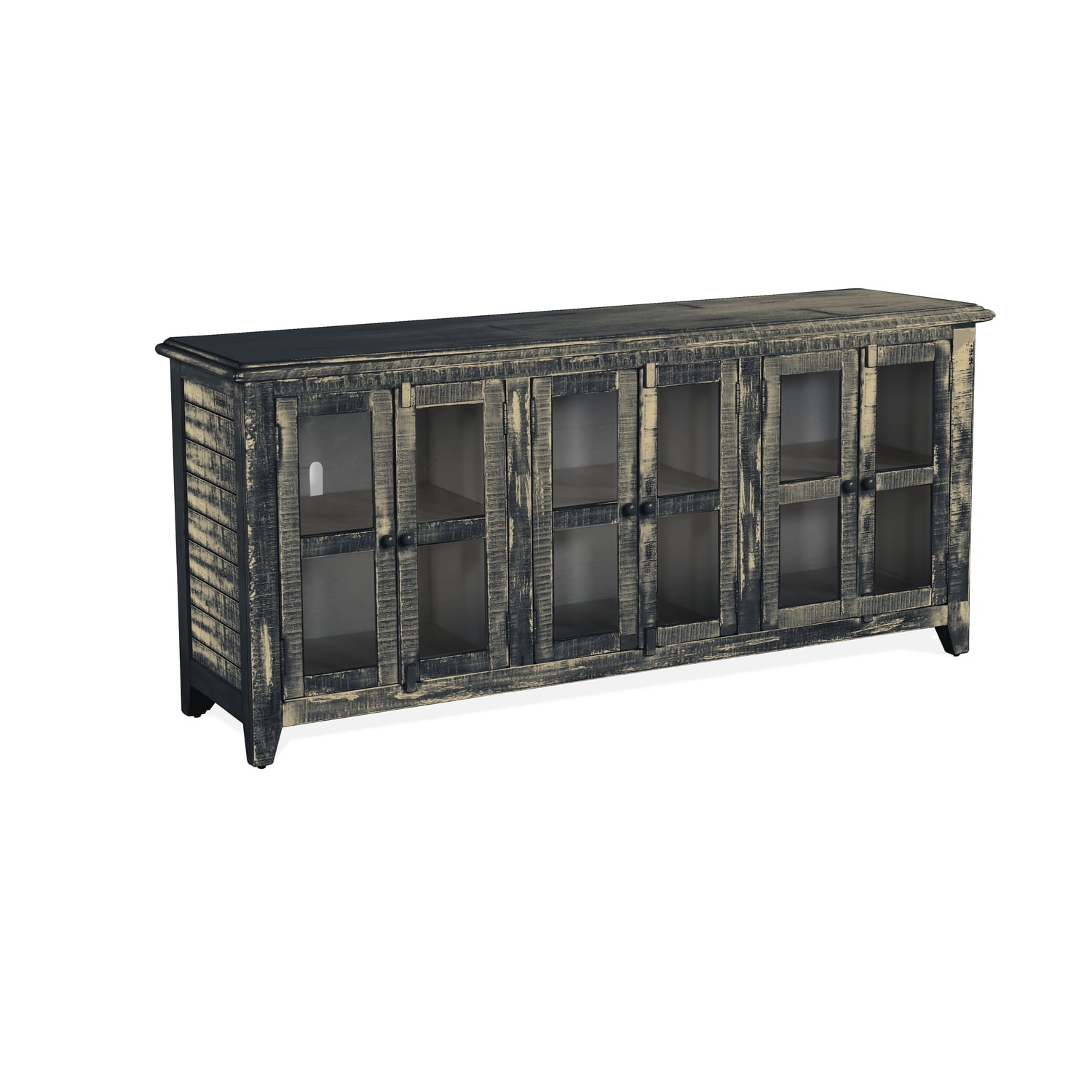 Sunny Designs Marina 70" Farmhouse Mahogany Wood TV Console in Black Sand