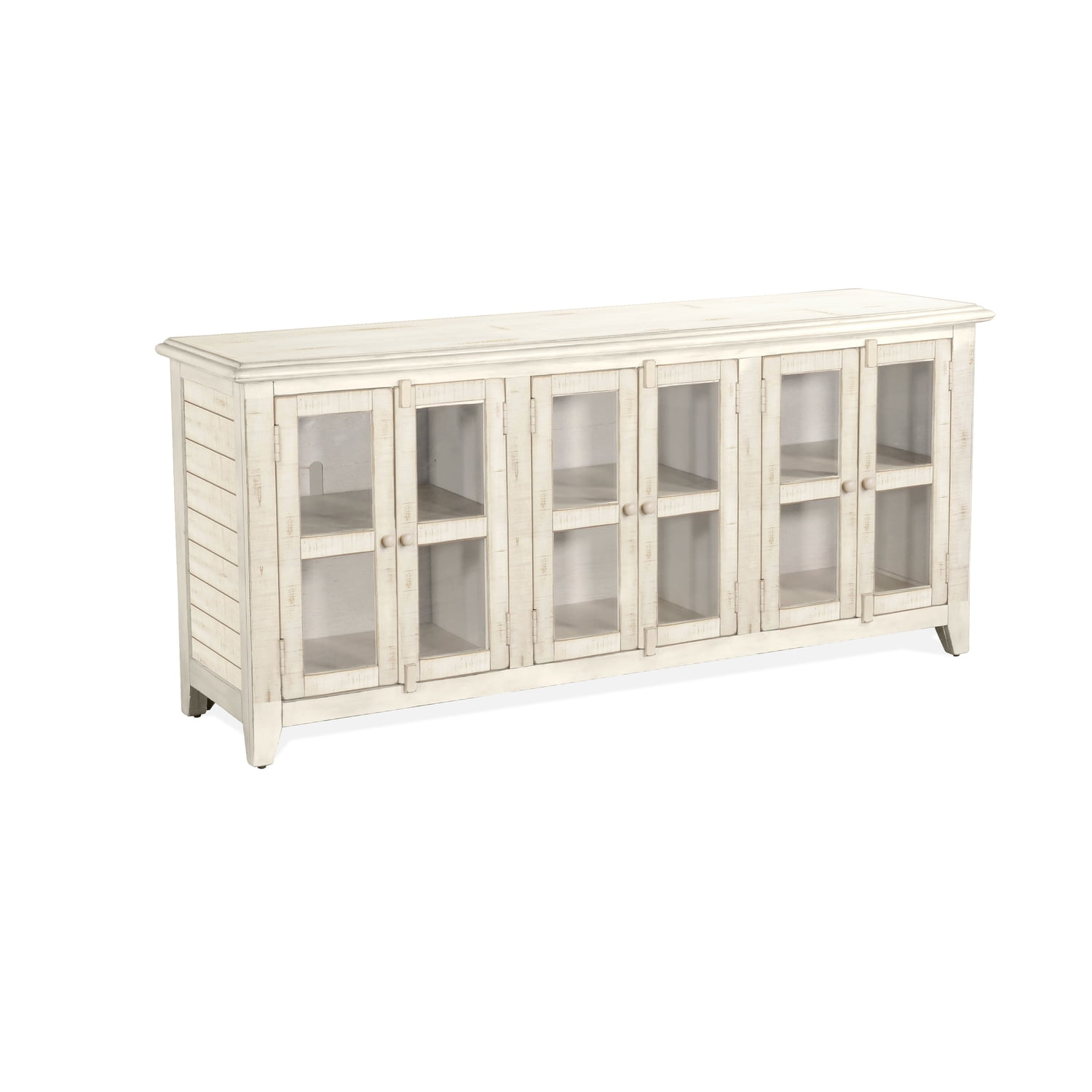 Sunny Designs Marina 70" Farmhouse Mahogany Wood TV Console in White Sand