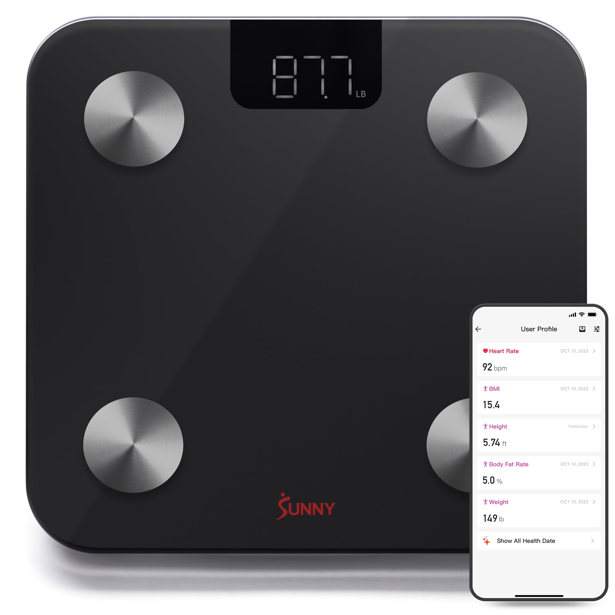 Sunny Health & Fitness Body Fat BMI Smart Scale with 20 Metric Health Tracker & Bluetooth & FREE SunnyFit® App - SF-WS022063