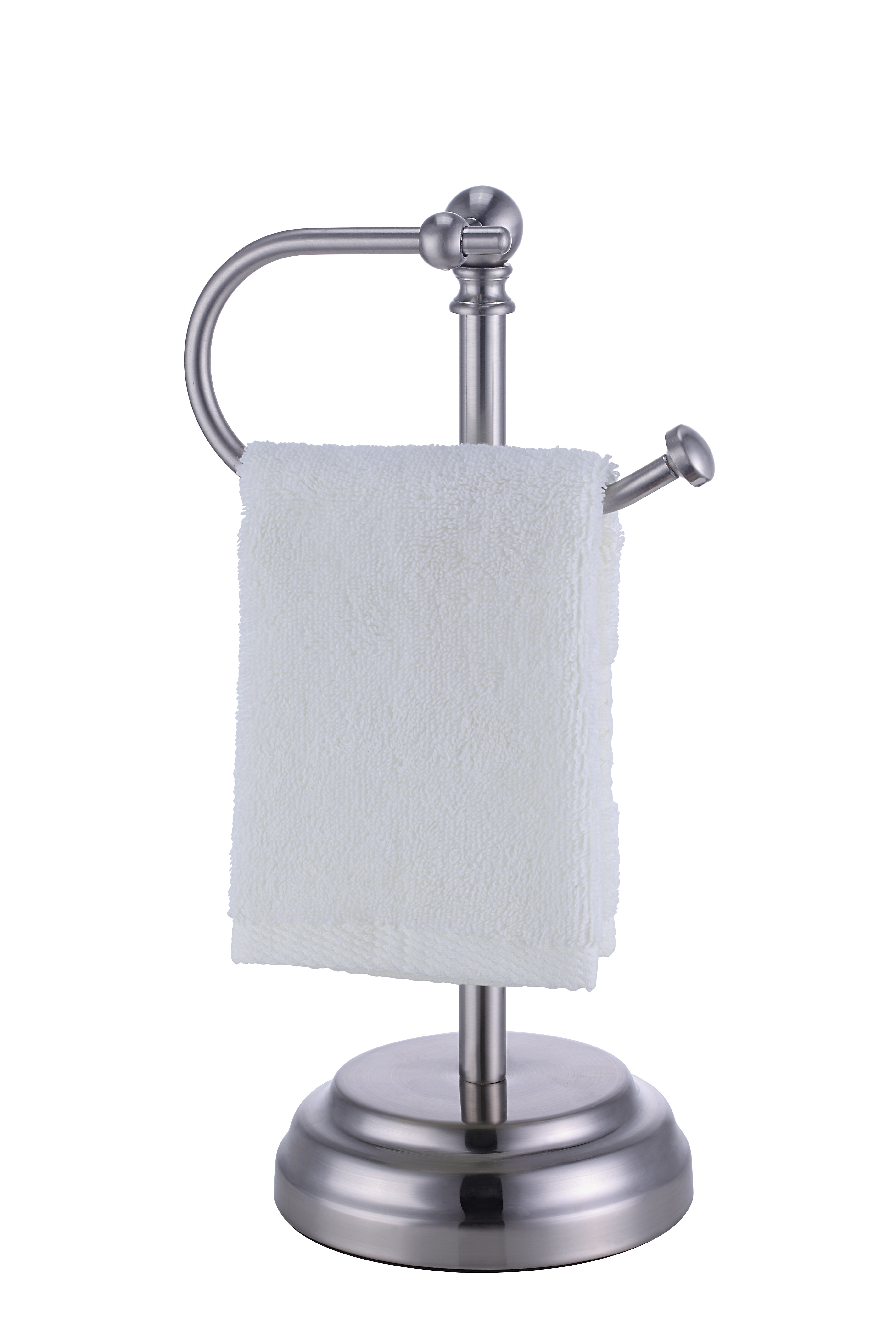 SunnyPoint Classic Decorative Metal Fingertip Towel Holder Stand; Brush Chrome